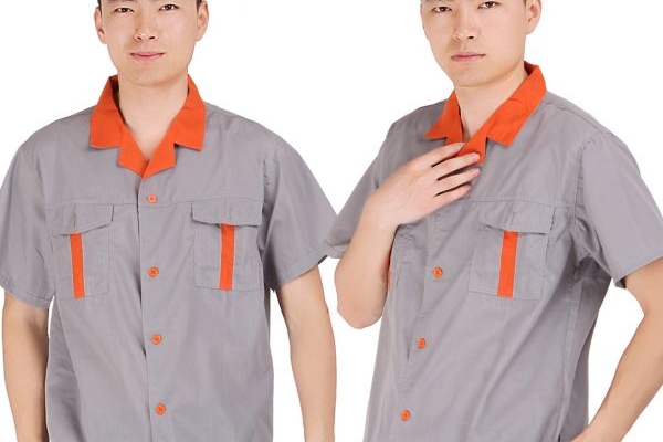 Quần áo bảo hộ lao động màu xám cộc tay cho công nhân