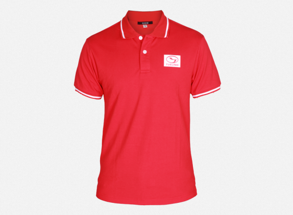 Đồng phục áo thun tay ngắn cổ trụ màu đỏ viền trắng | Đồng phục giá rẻ Sơn Trịnh